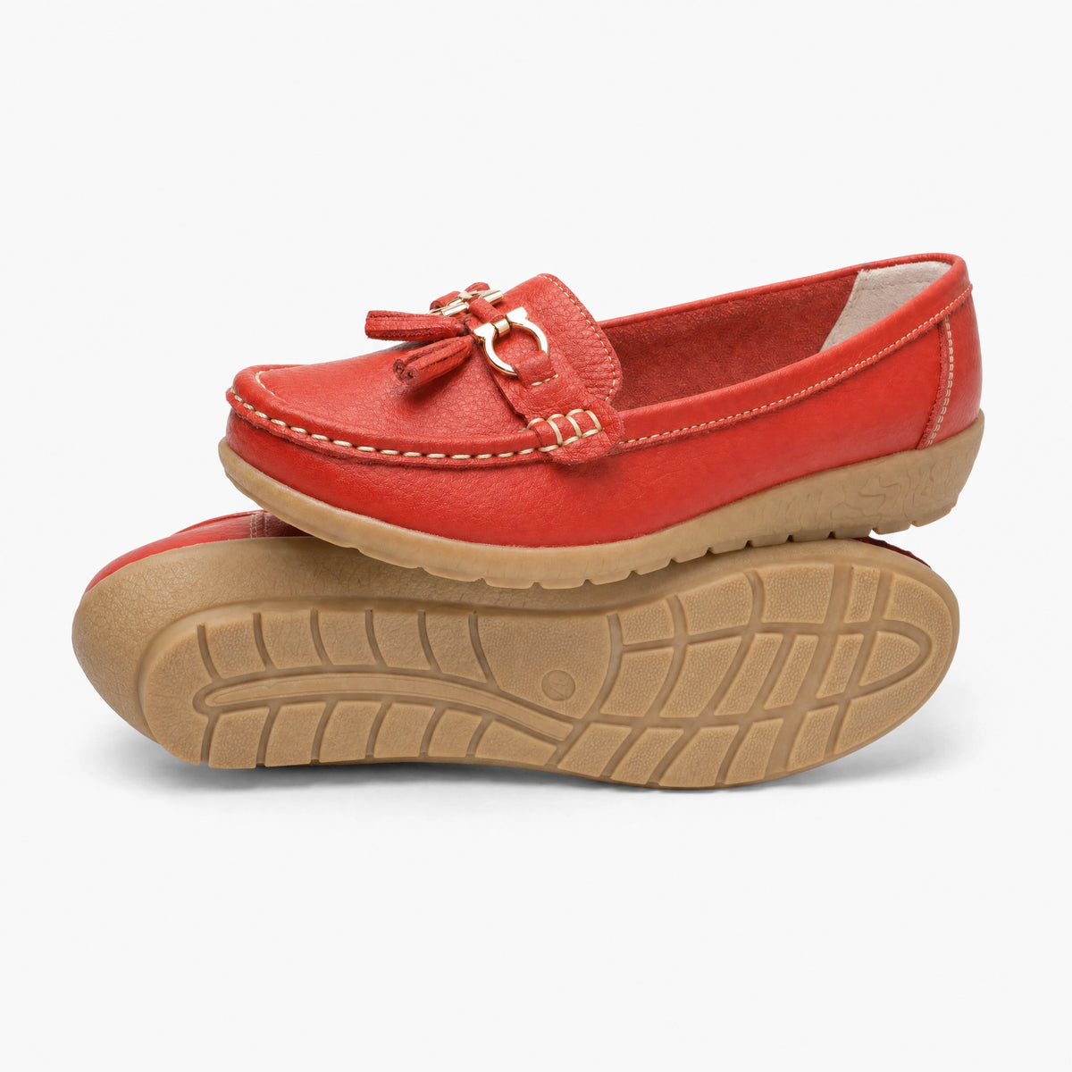 Red Tassel Buckle Platform Loafers