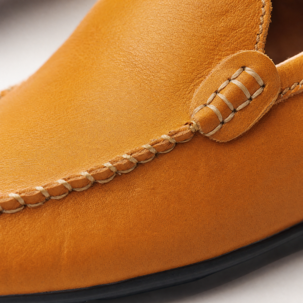 Camel Leather Braided Loafers