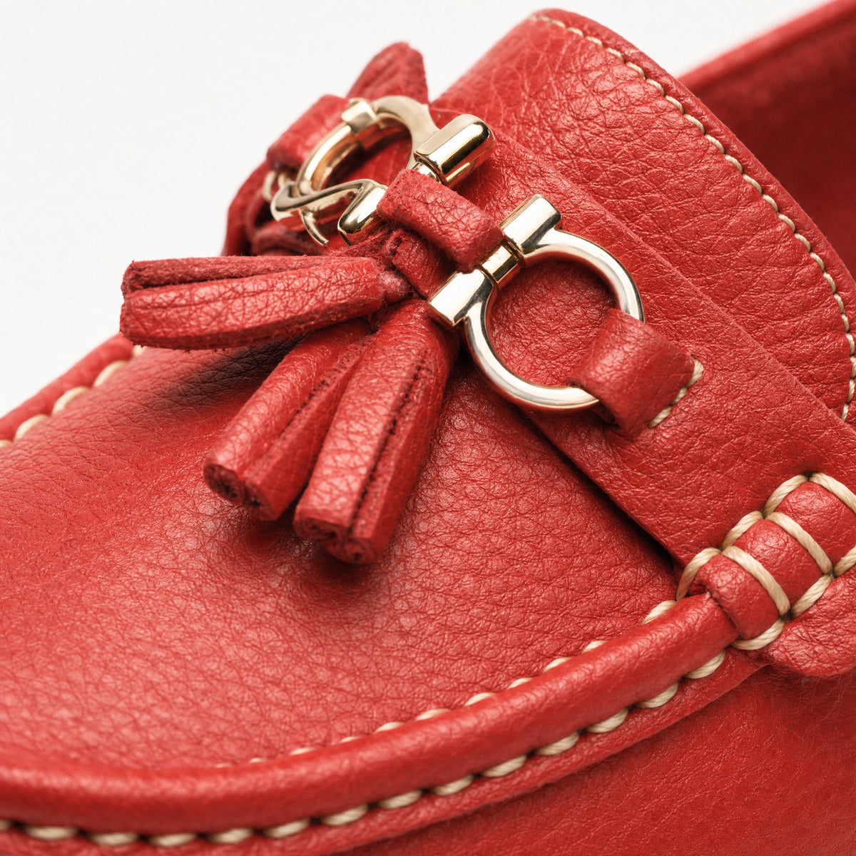 Red Tassel Buckle Platform Loafers