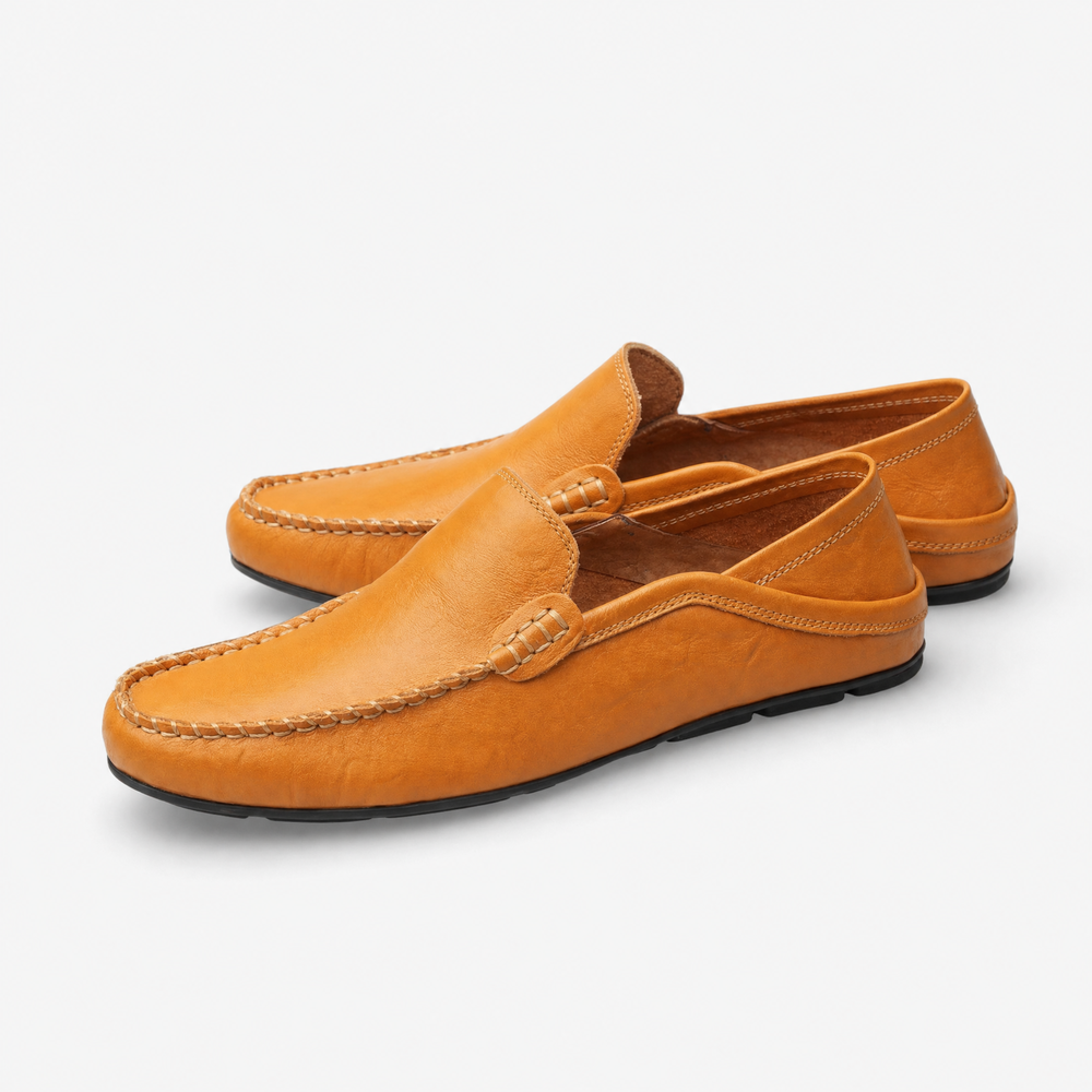 Camel Leather Braided Loafers