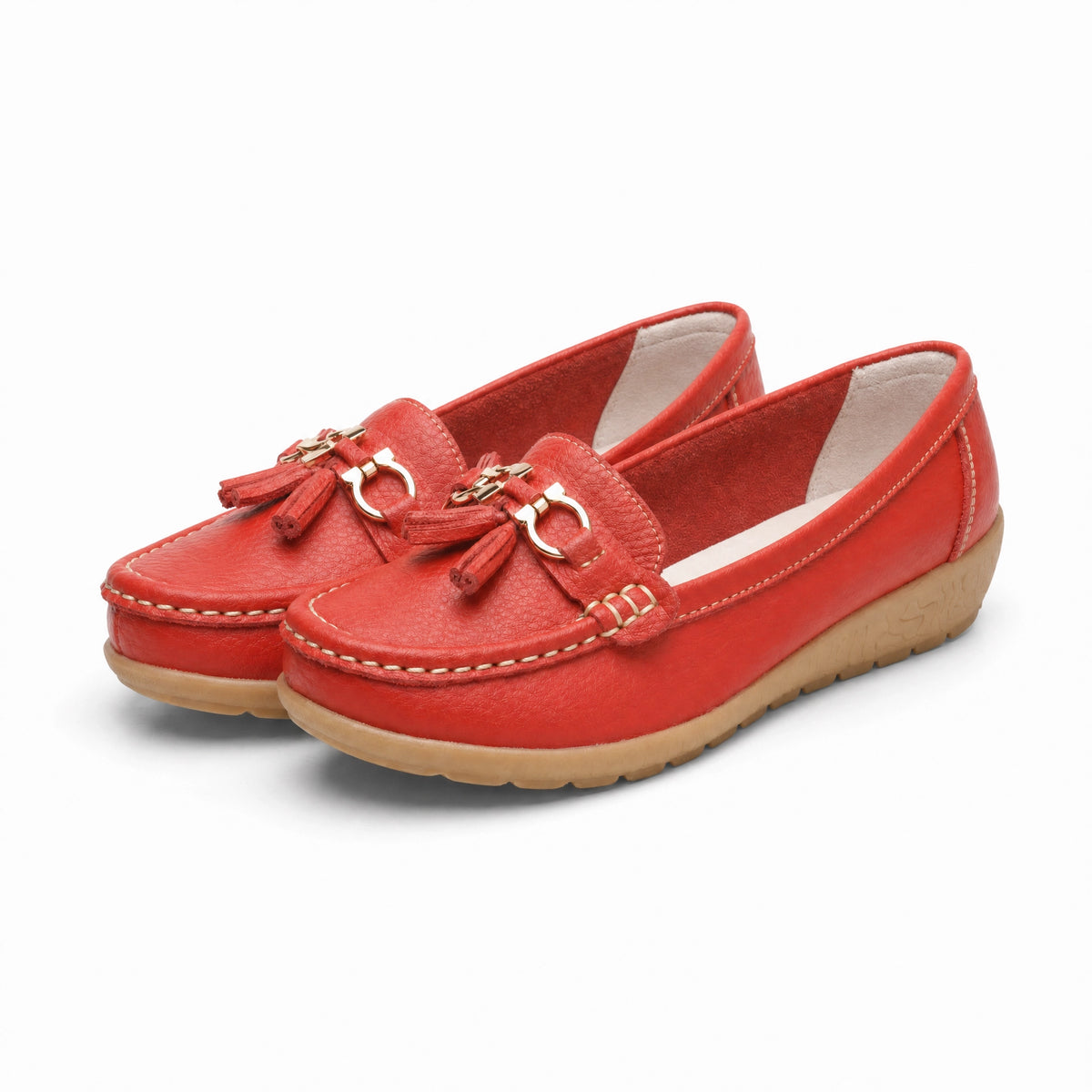 Red Tassel Buckle Platform Loafers