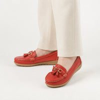 Red Tassel Buckle Platform Loafers
