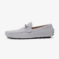 Grey Suede Chain Loafers