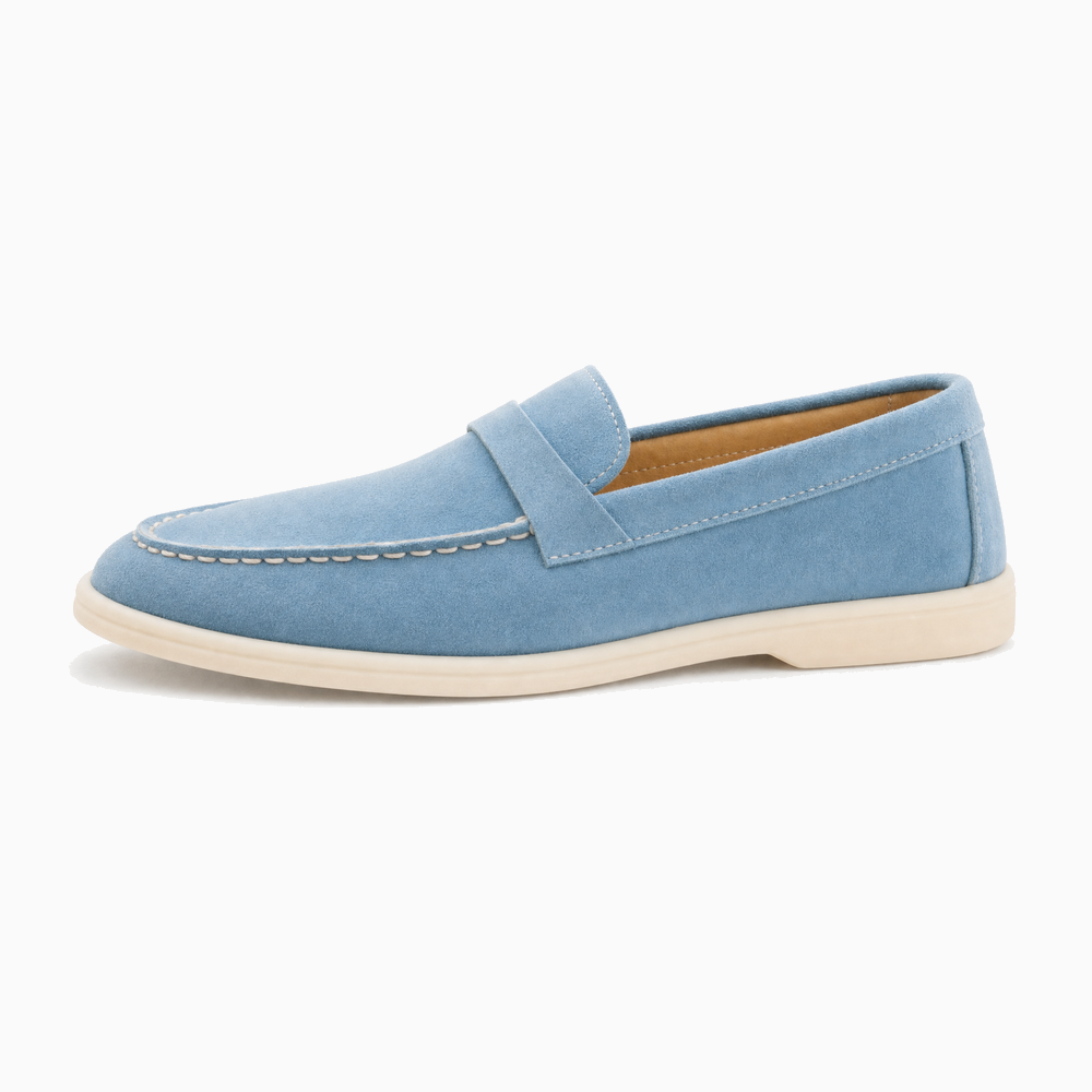 Blue Suede Strap Loafers