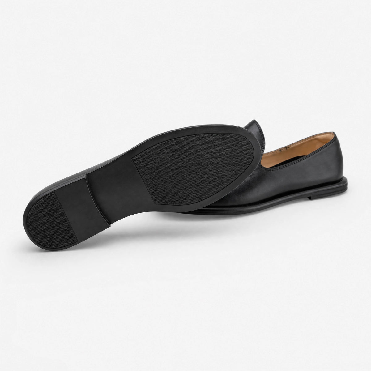 Black Leather Flat Loafers