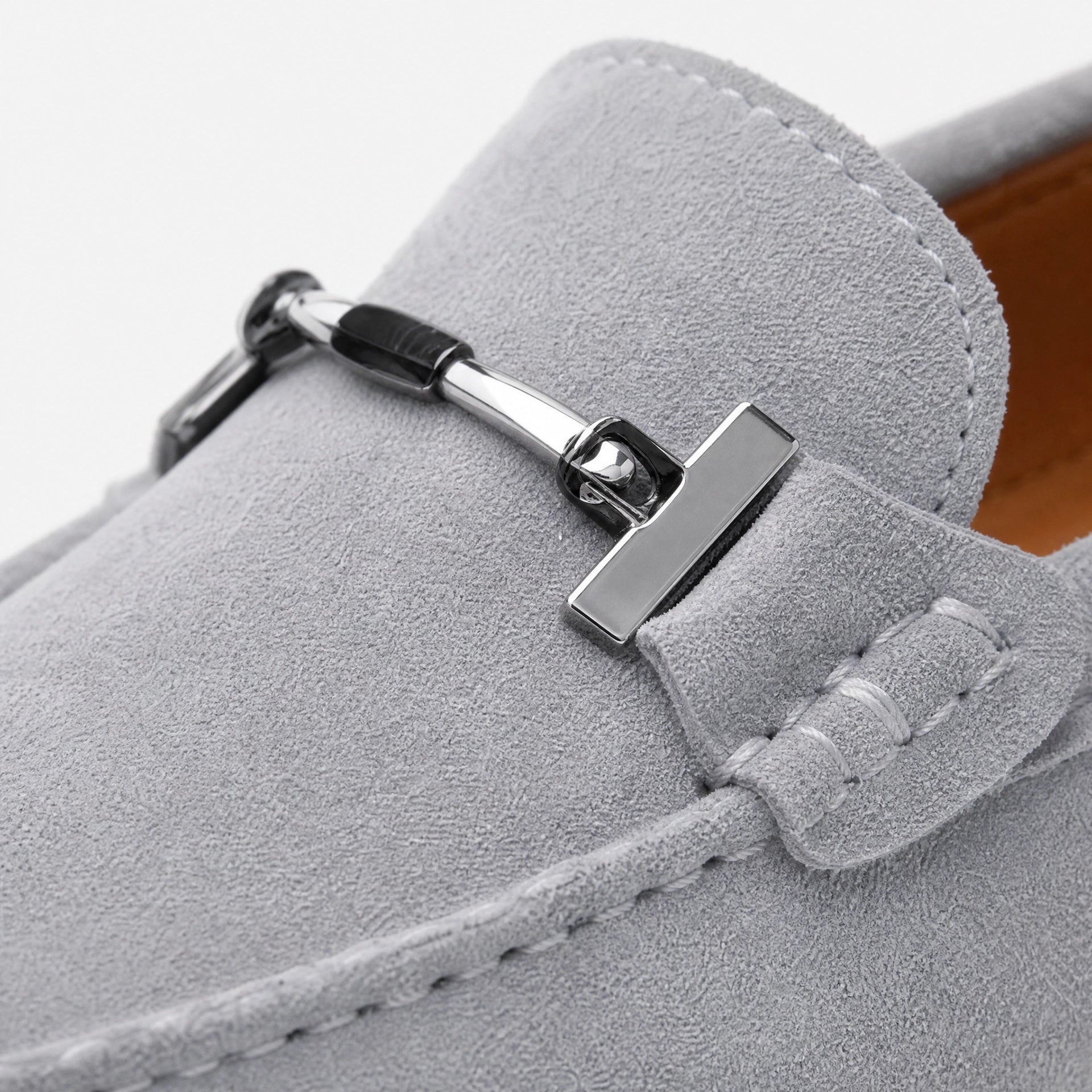 Grey Suede Chain Loafers