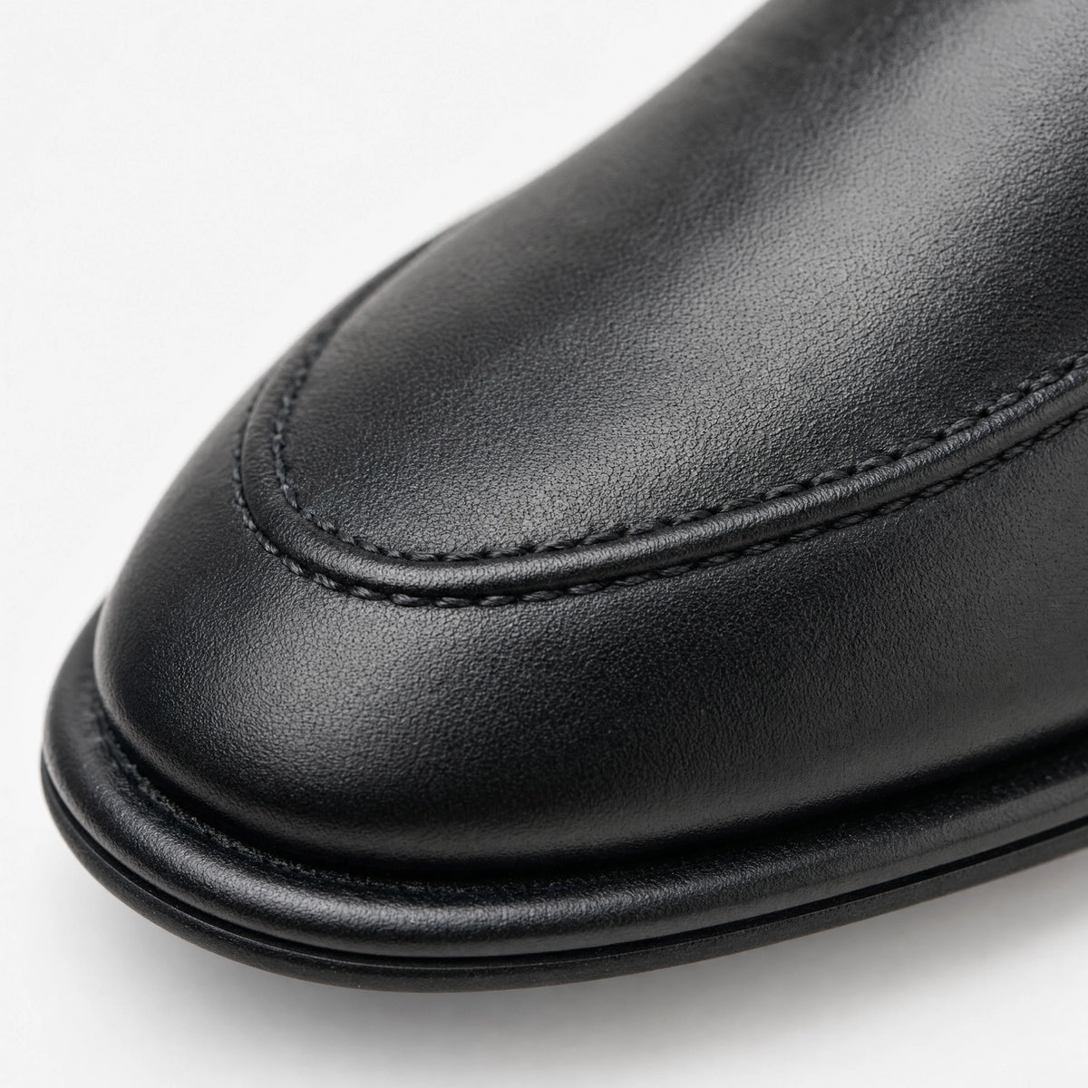 Black Leather Flat Loafers