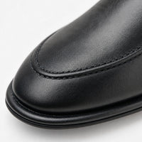Black Leather Flat Loafers