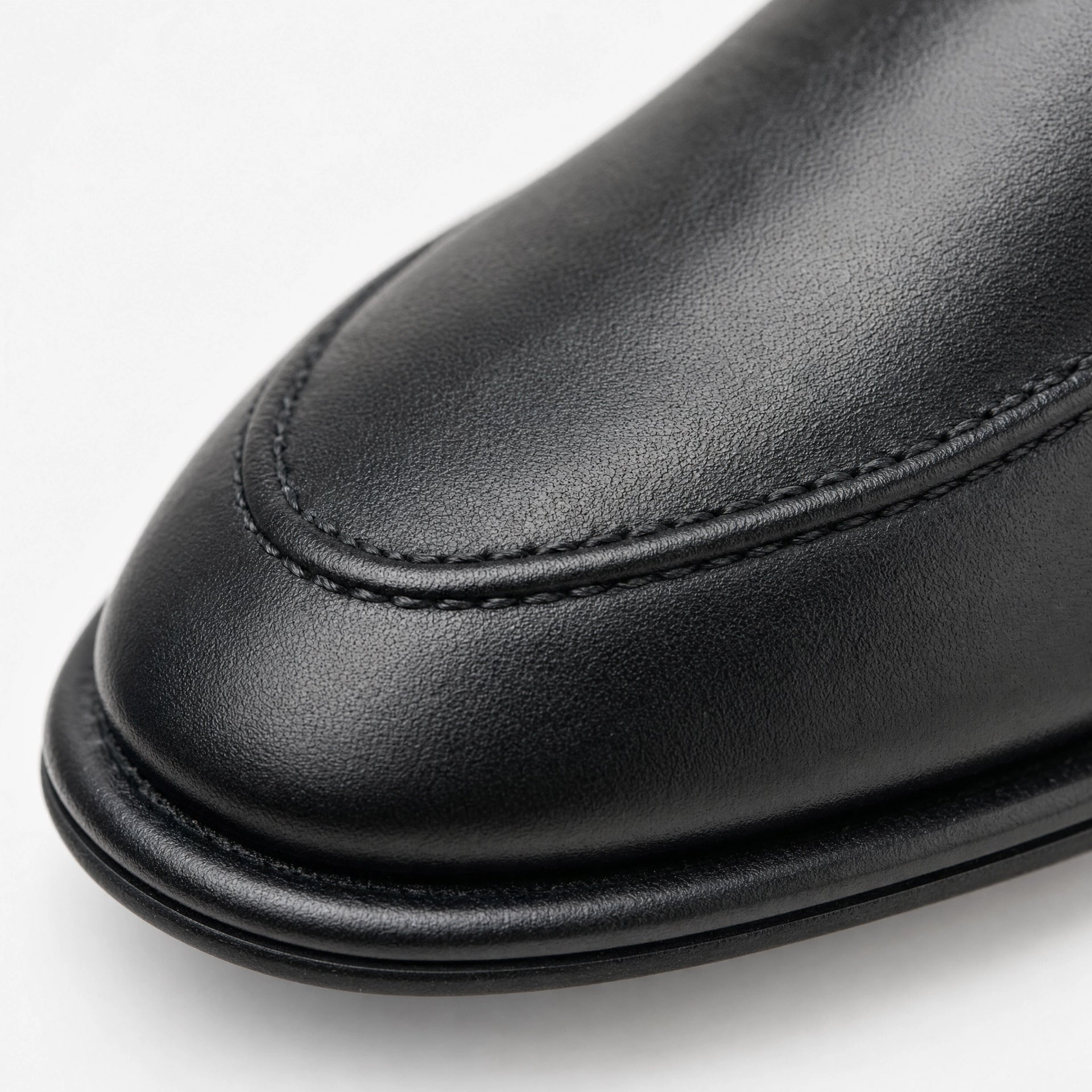 Black Leather Flat Loafers