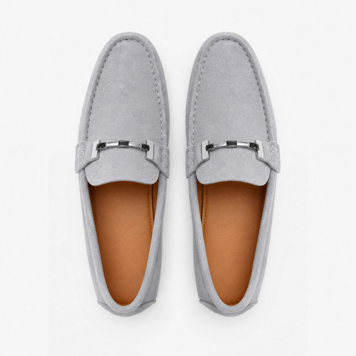 Grey Suede Chain Loafers