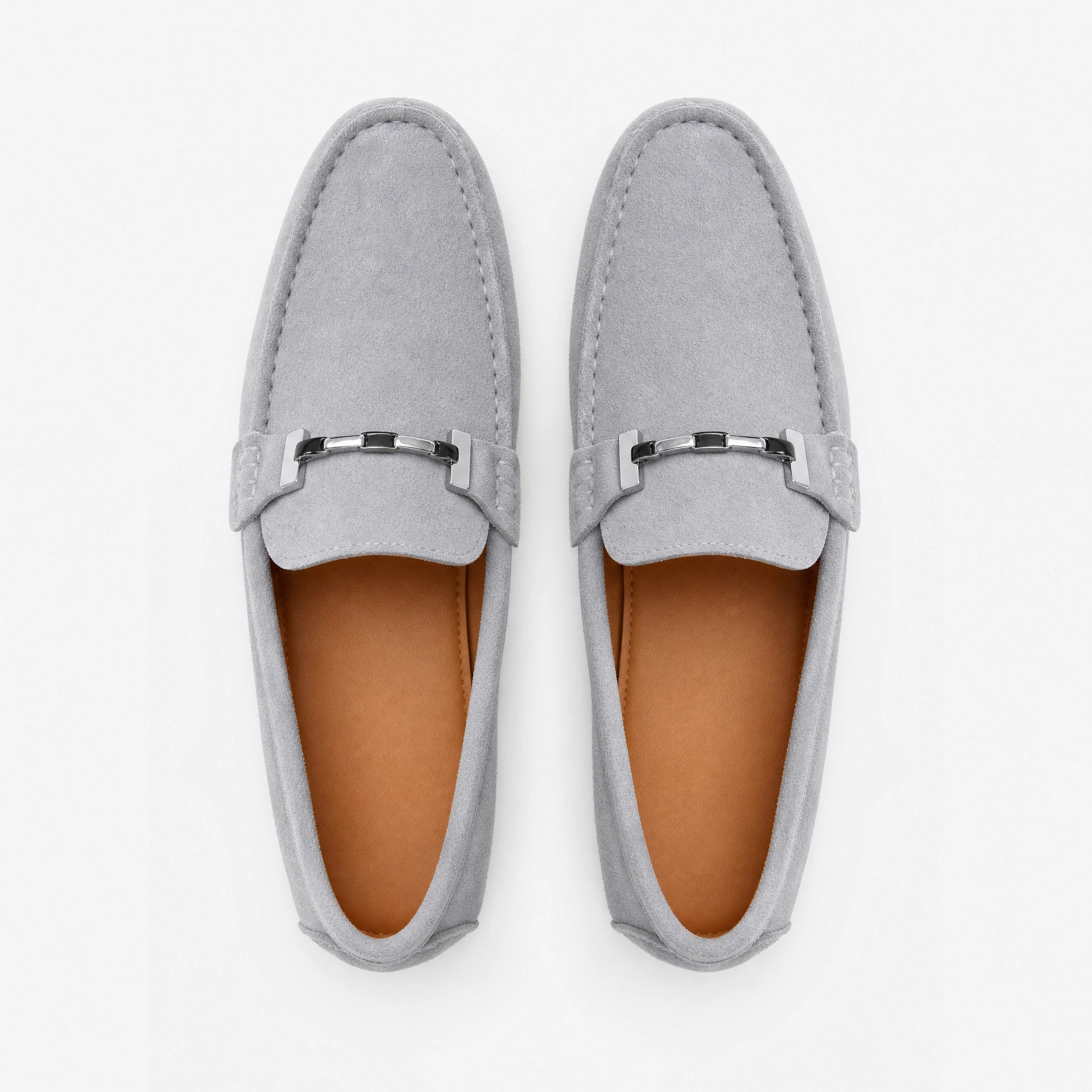 Grey Suede Chain Loafers