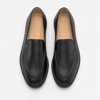 Black Leather Flat Loafers