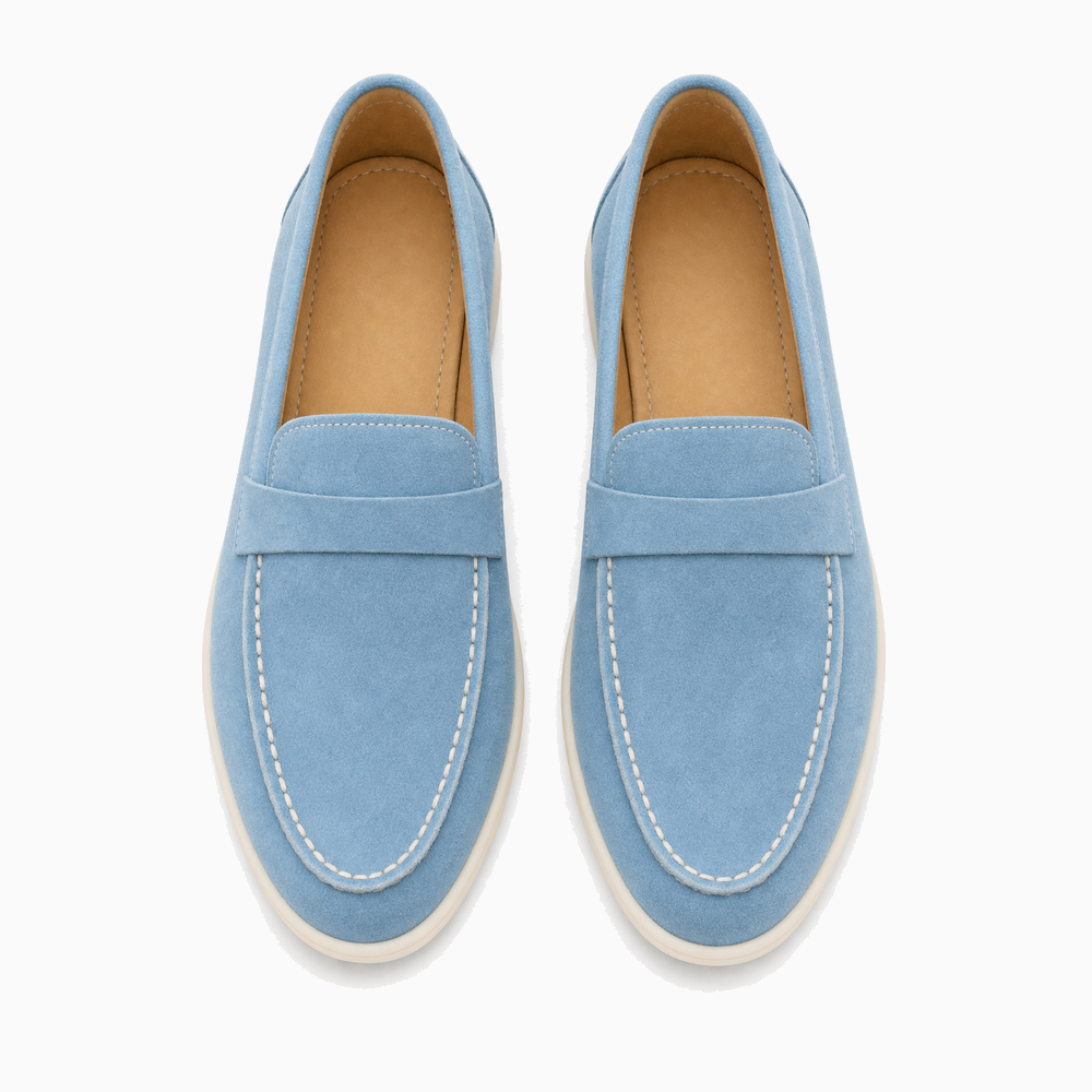 Blue Suede Strap Loafers