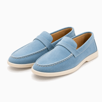 Blue Suede Strap Loafers