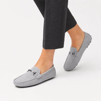 Grey Suede Chain Loafers