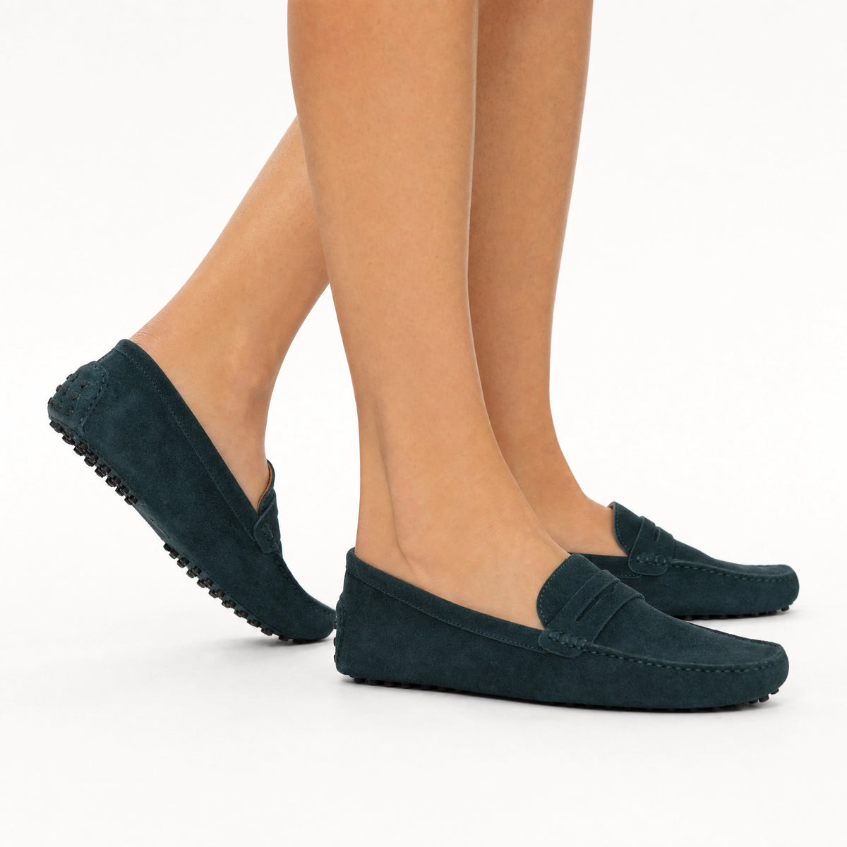 Dark Grey Penny Pebbled Loafers