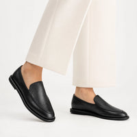 Black Leather Flat Loafers