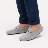 Grey Suede Chain Loafers
