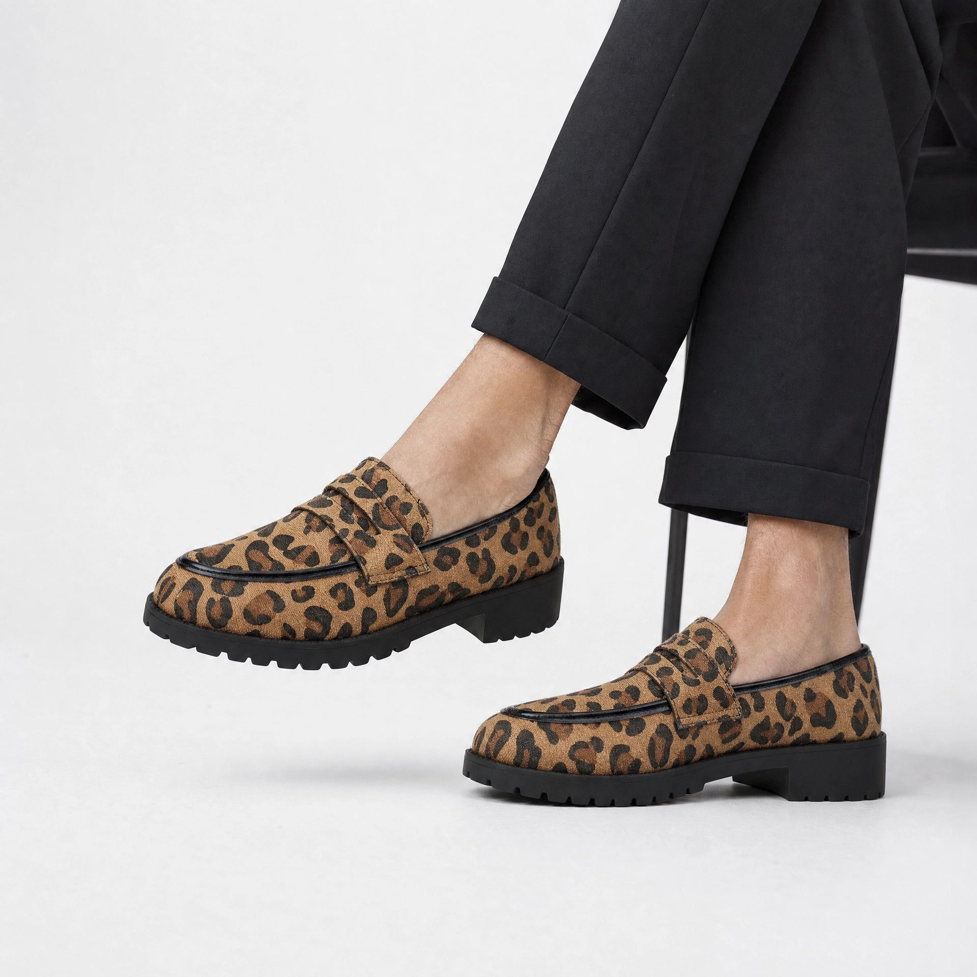 Leopard Print Platform Loafers