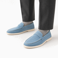 Blue Suede Strap Loafers
