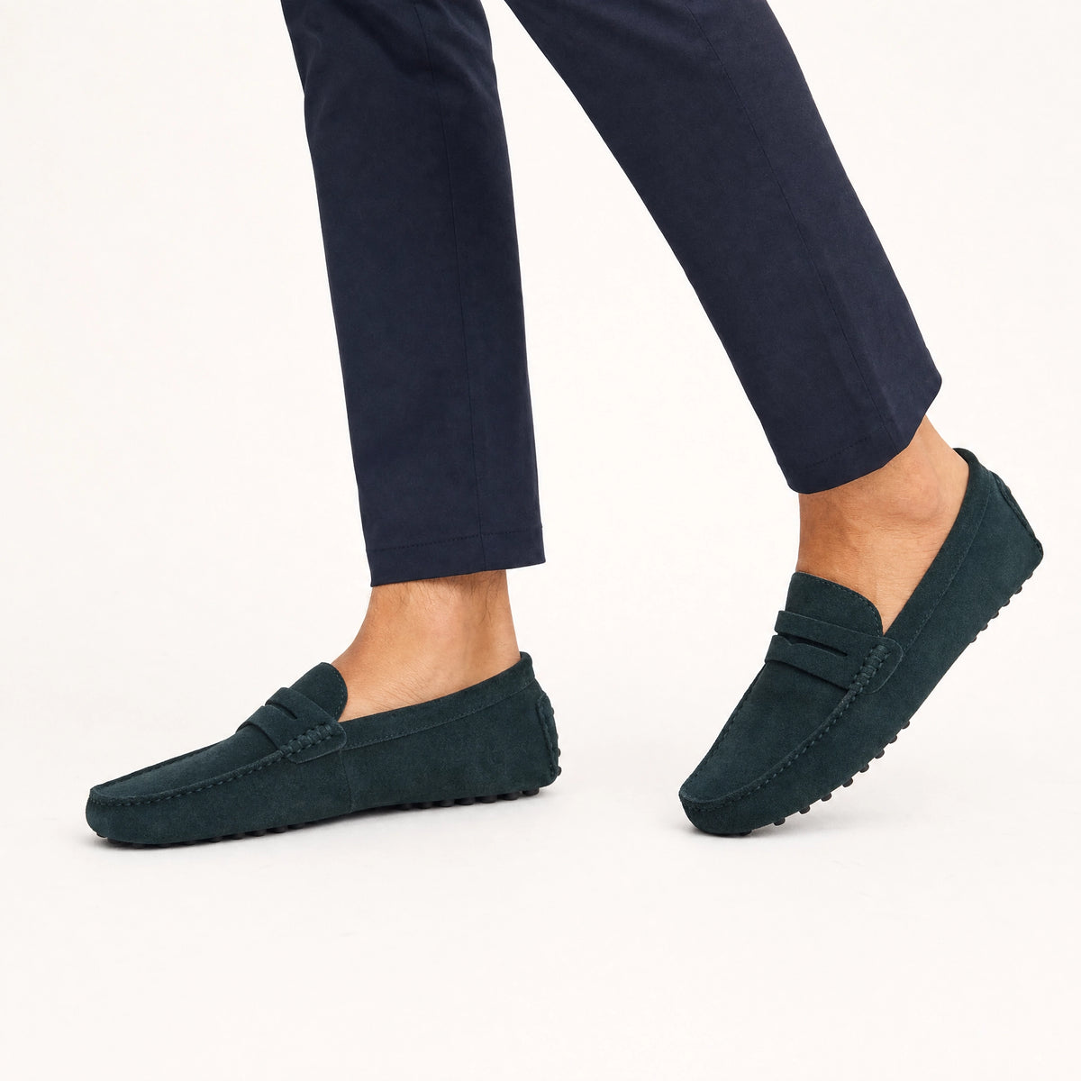 Dark Grey Penny Pebbled Loafers