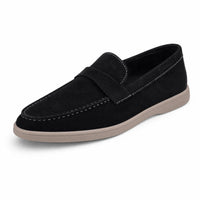 Black Suede Contrast Stitch Loafers