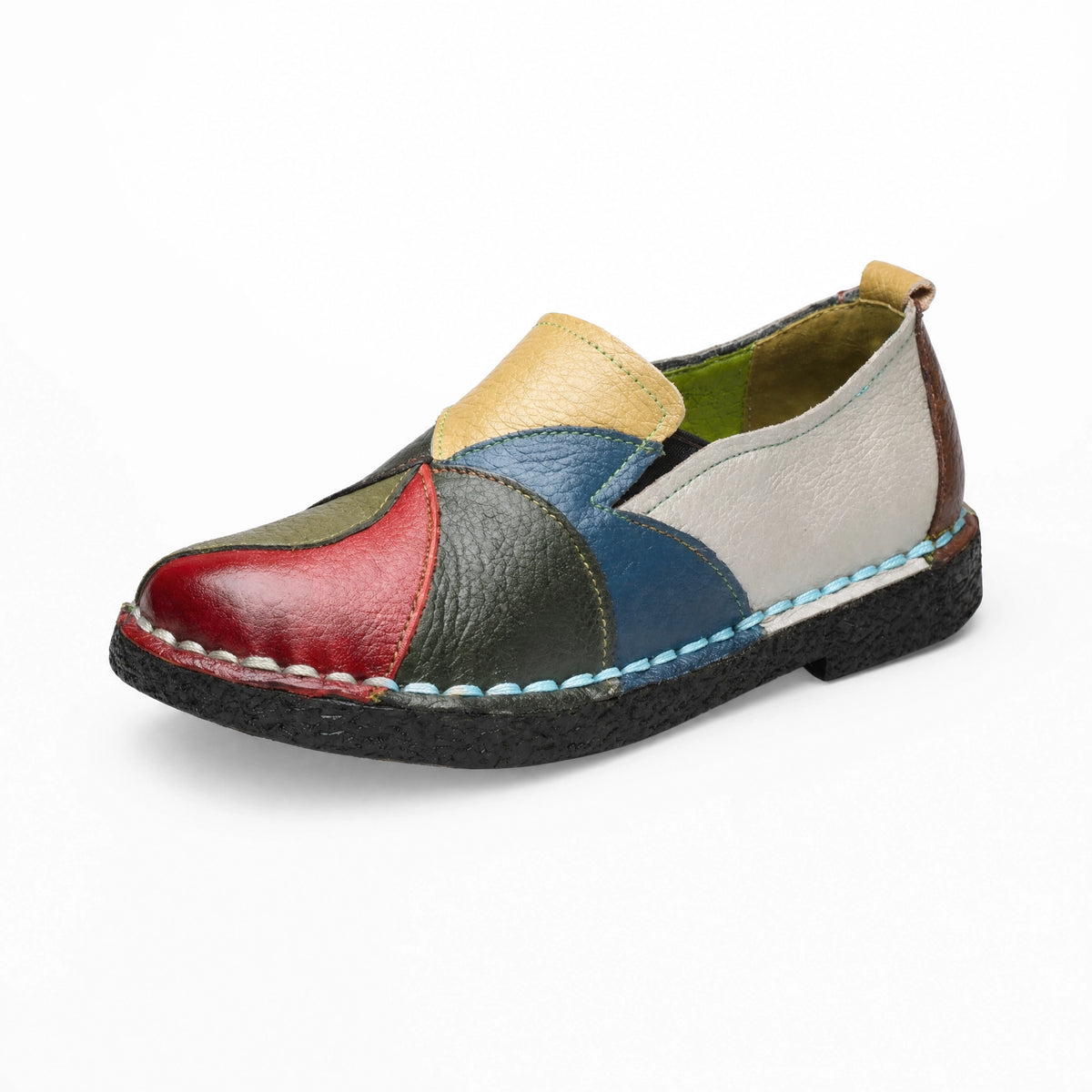 Multicolour Patchwork Leather Loafers