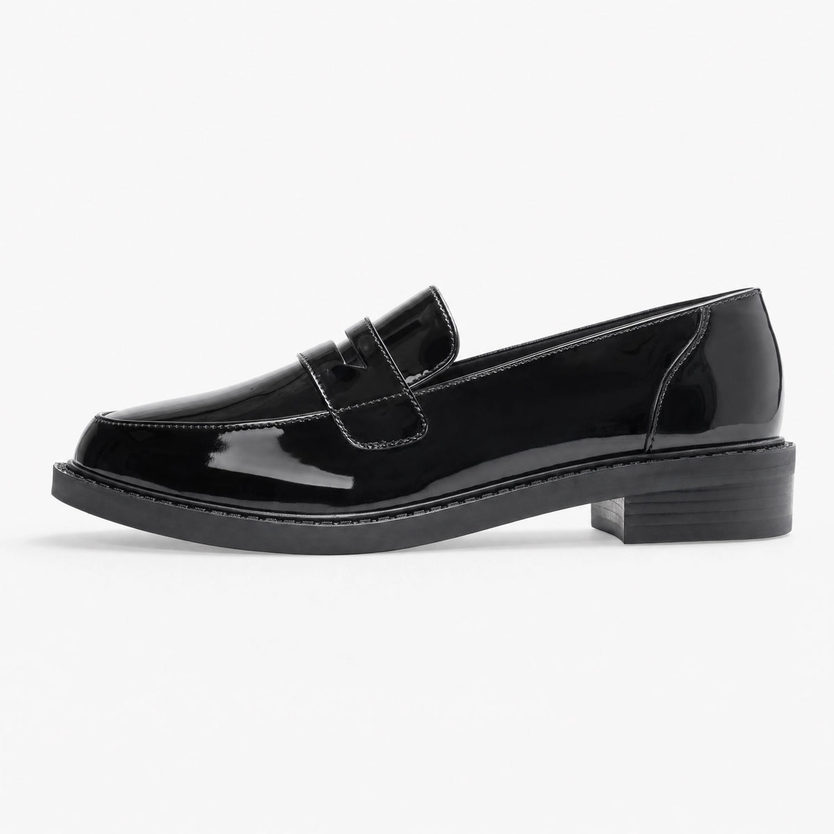 Loafers Patent Leather Black Heel