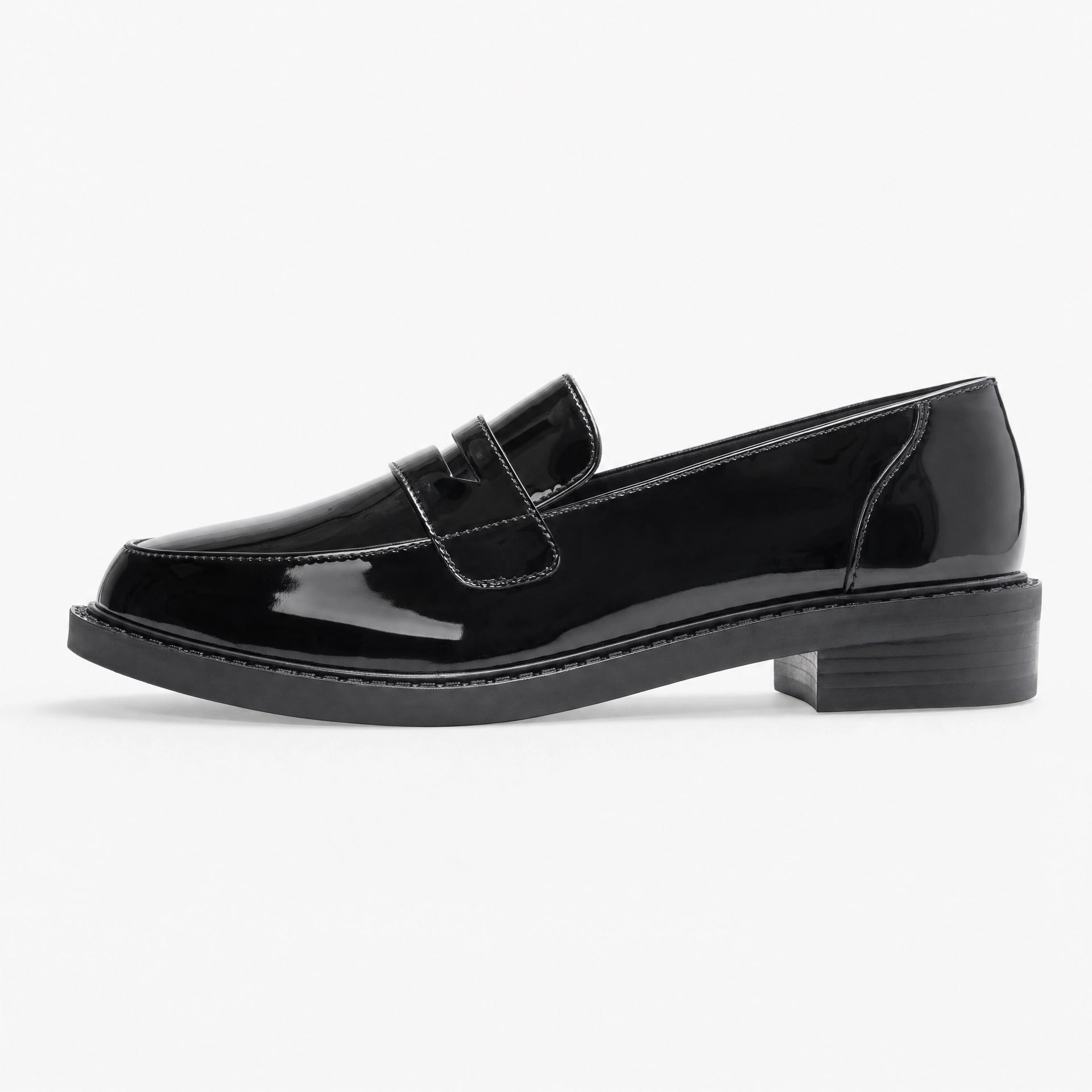 Loafers Patent Leather Black Heel
