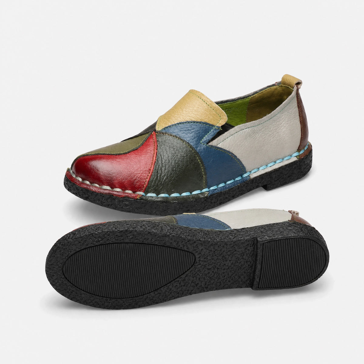 Multicolour Patchwork Leather Loafers