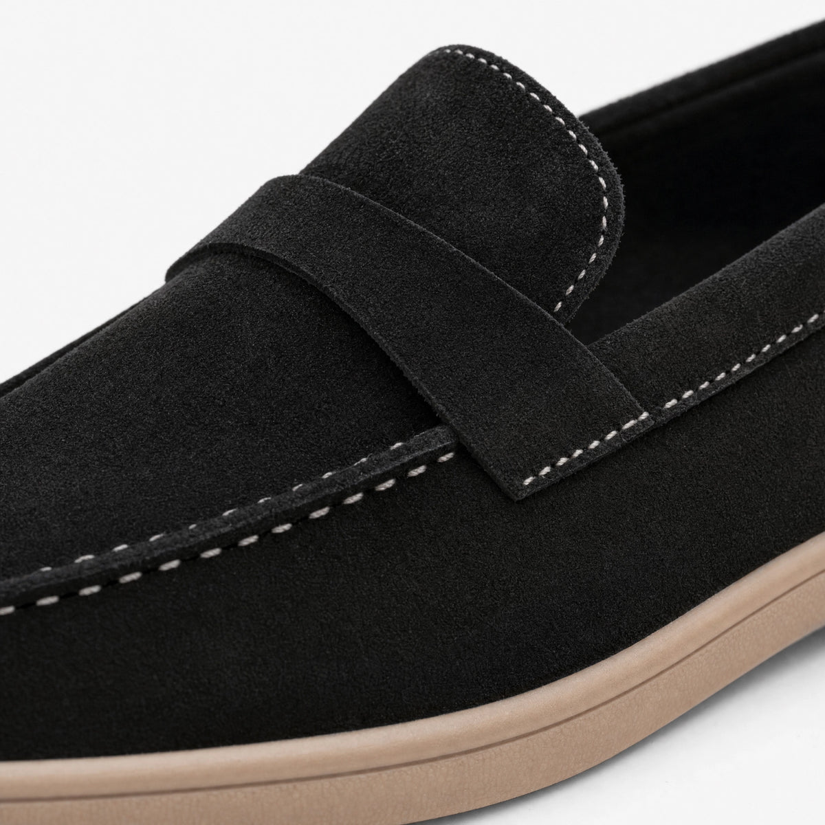 Black Suede Contrast Stitch Loafers