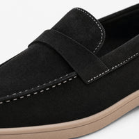 Black Suede Contrast Stitch Loafers