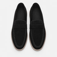 Black Suede Contrast Stitch Loafers