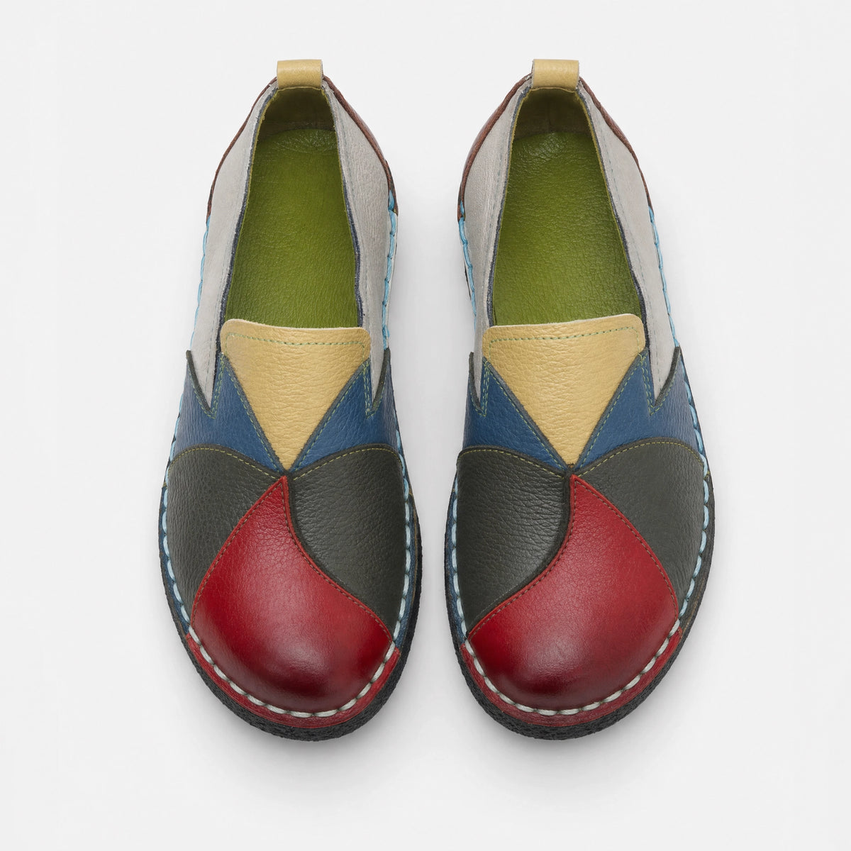 Multicolour Patchwork Leather Loafers