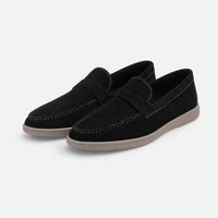 Black Suede Contrast Stitch Loafers