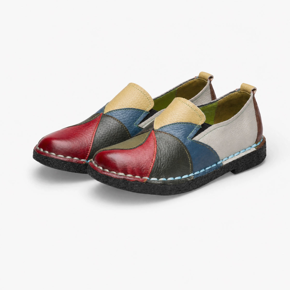 Multicolour Patchwork Leather Loafers