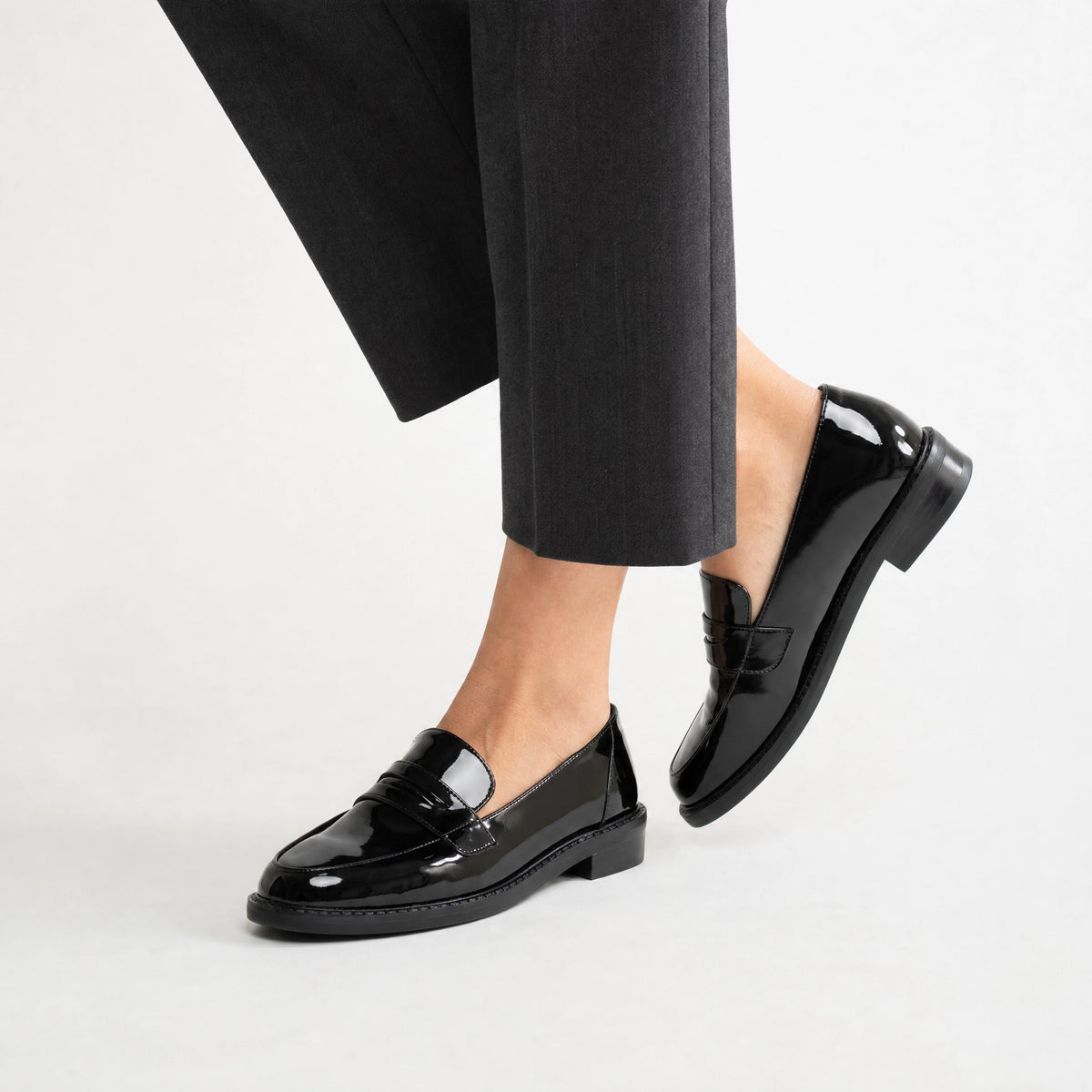 Loafers Patent Leather Black Heel