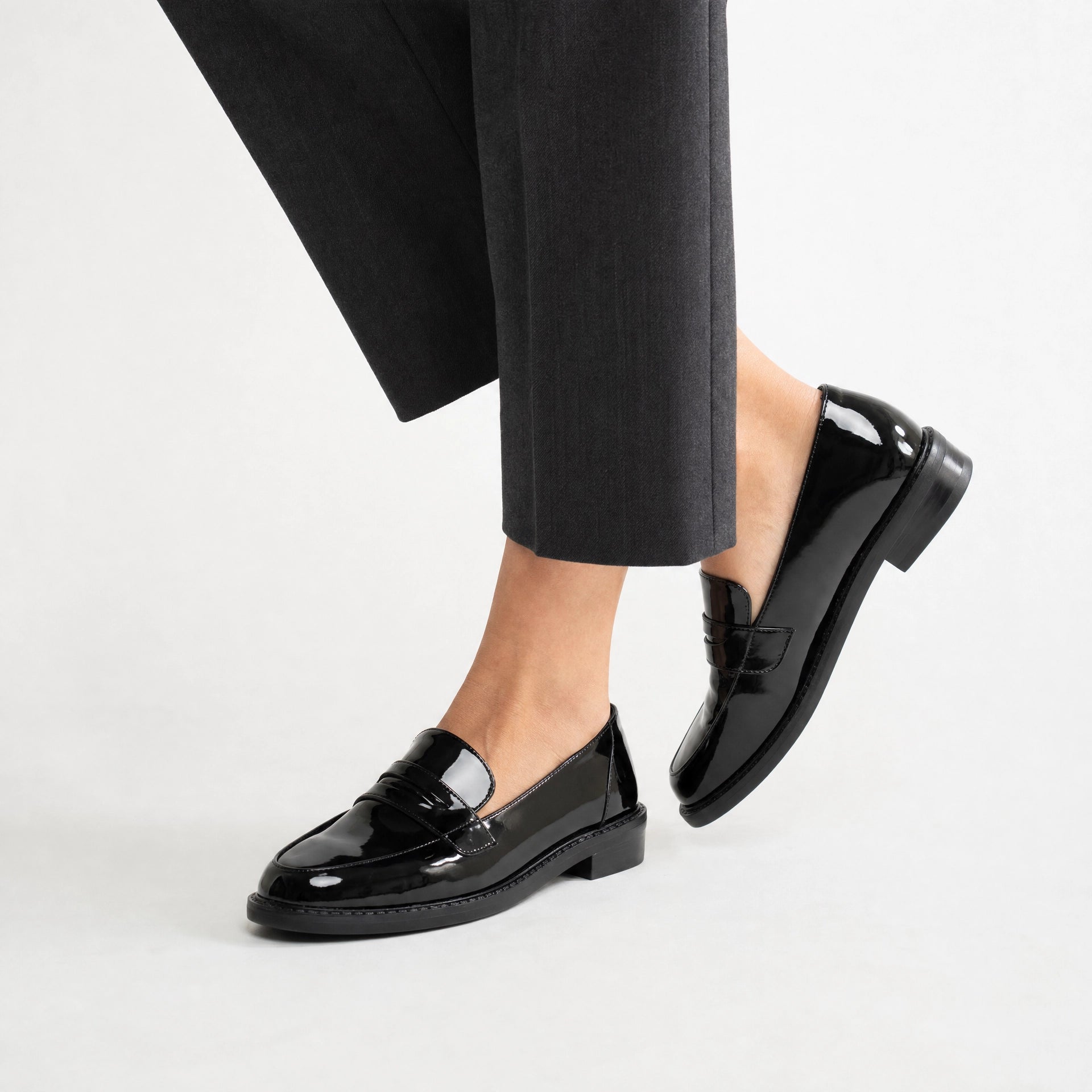 Loafers Patent Leather Black Heel