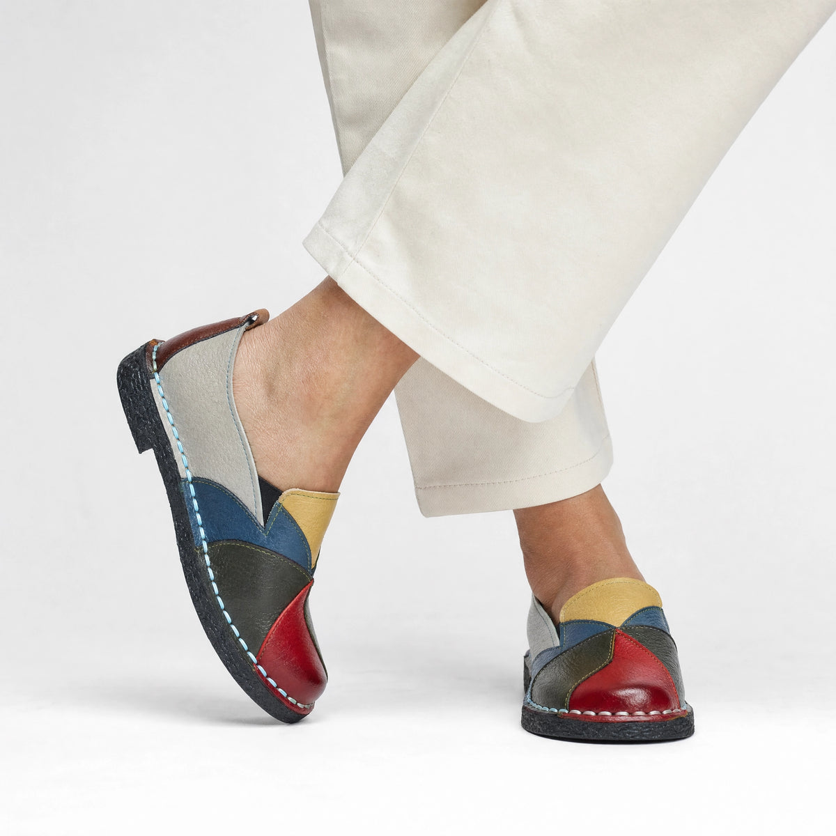 Multicolour Patchwork Leather Loafers