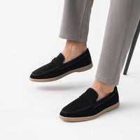 Black Suede Contrast Stitch Loafers