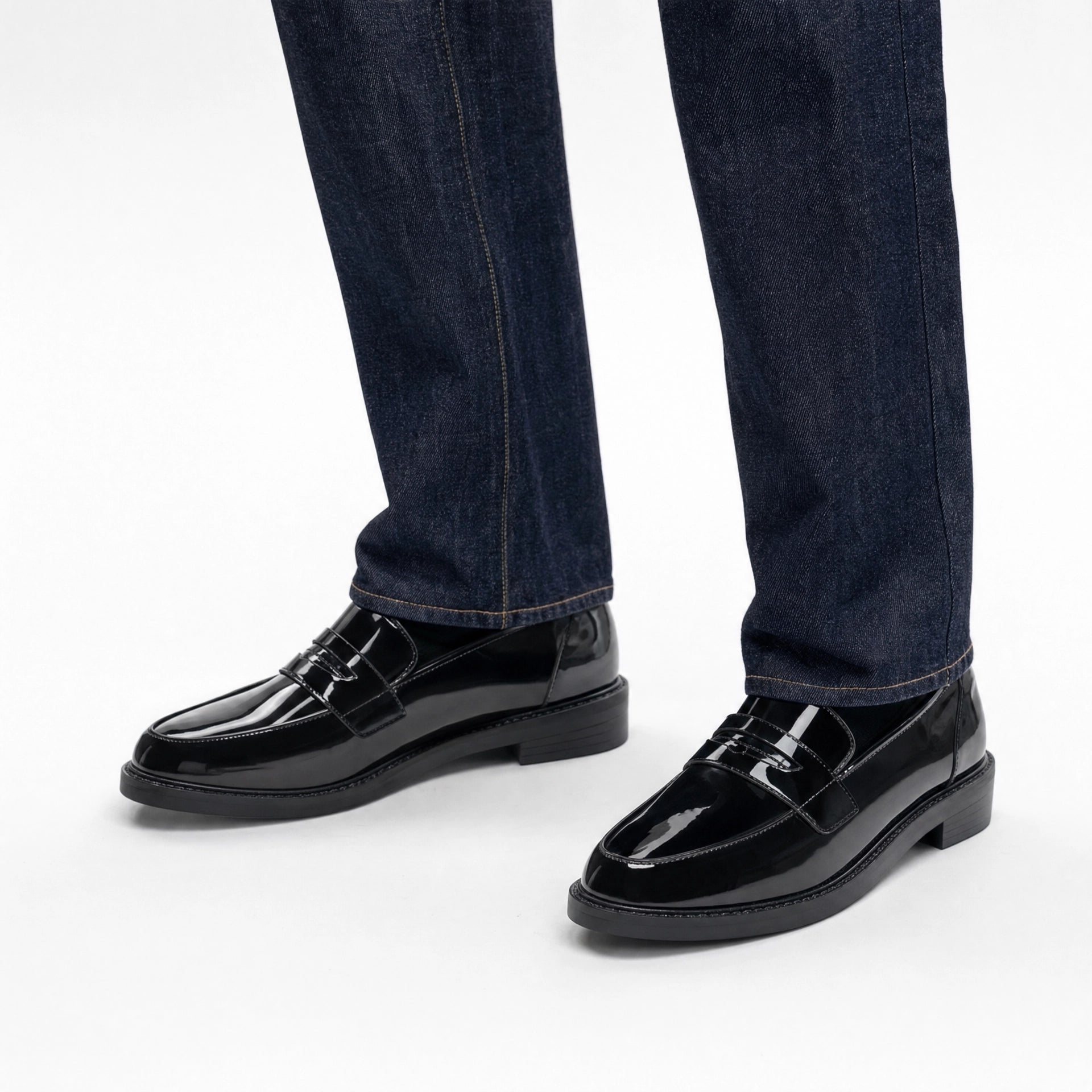Loafers Patent Leather Black Heel