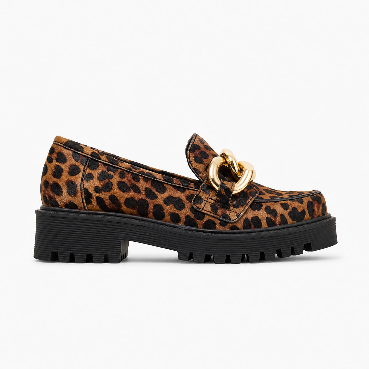 Leopard Chain Platform Loafers