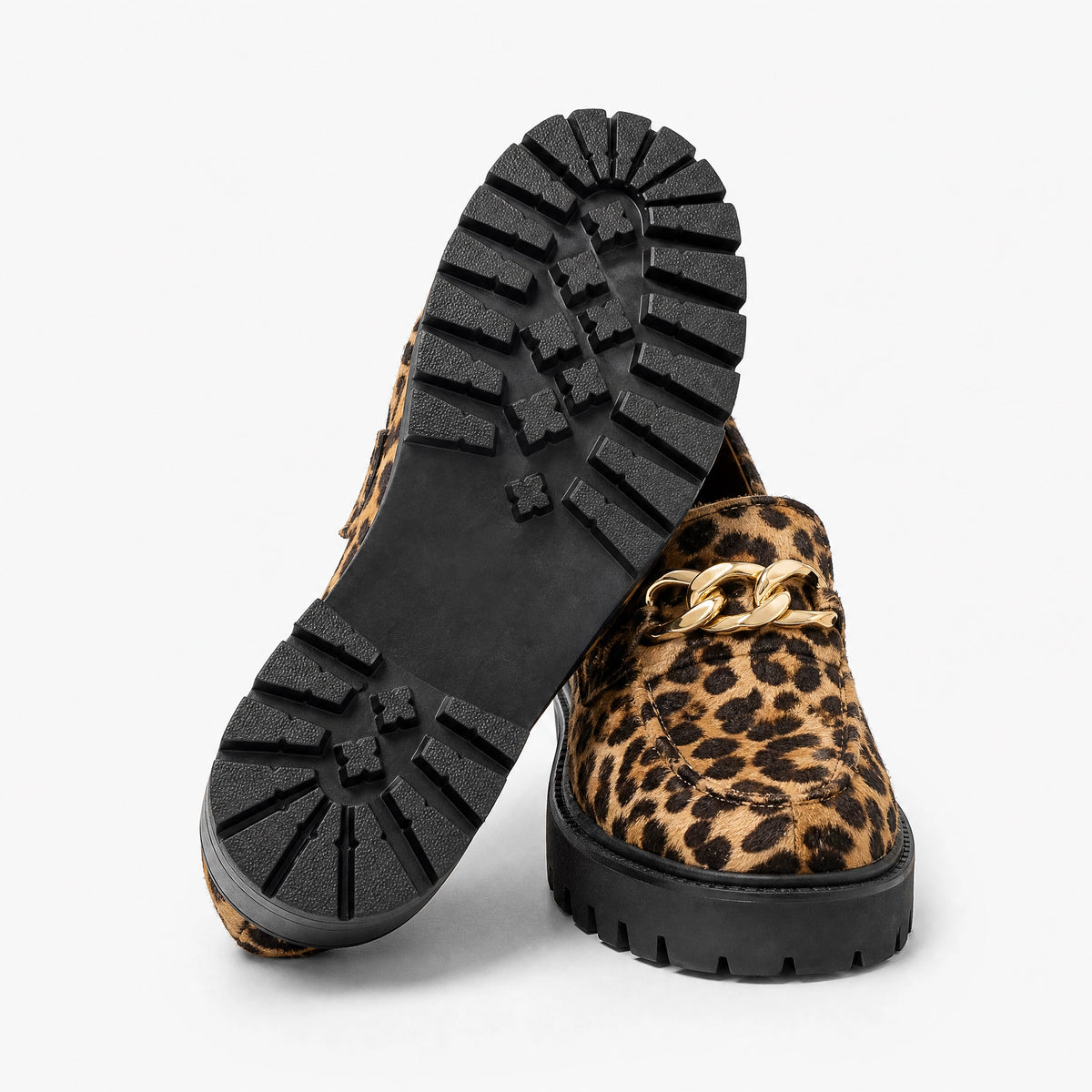 Leopard Chain Platform Loafers