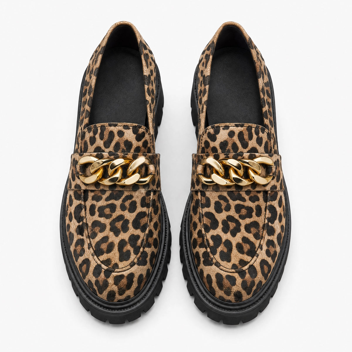 Leopard Chain Platform Loafers