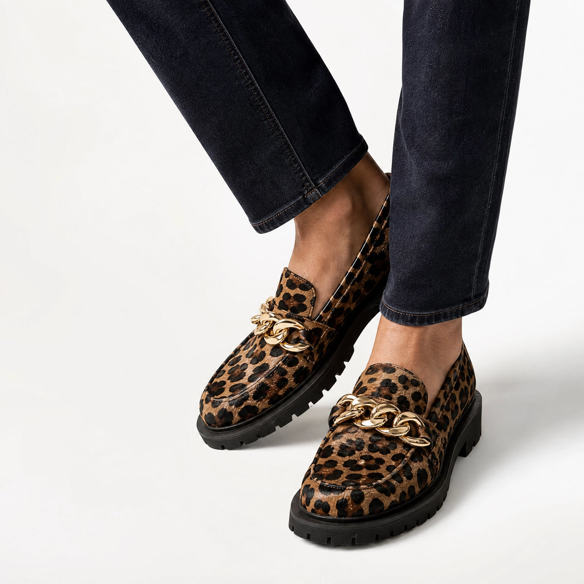 Leopard Chain Platform Loafers