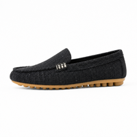 Black Fabric Bar Loafers