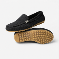 Black Fabric Bar Loafers