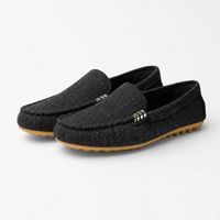 Black Fabric Bar Loafers