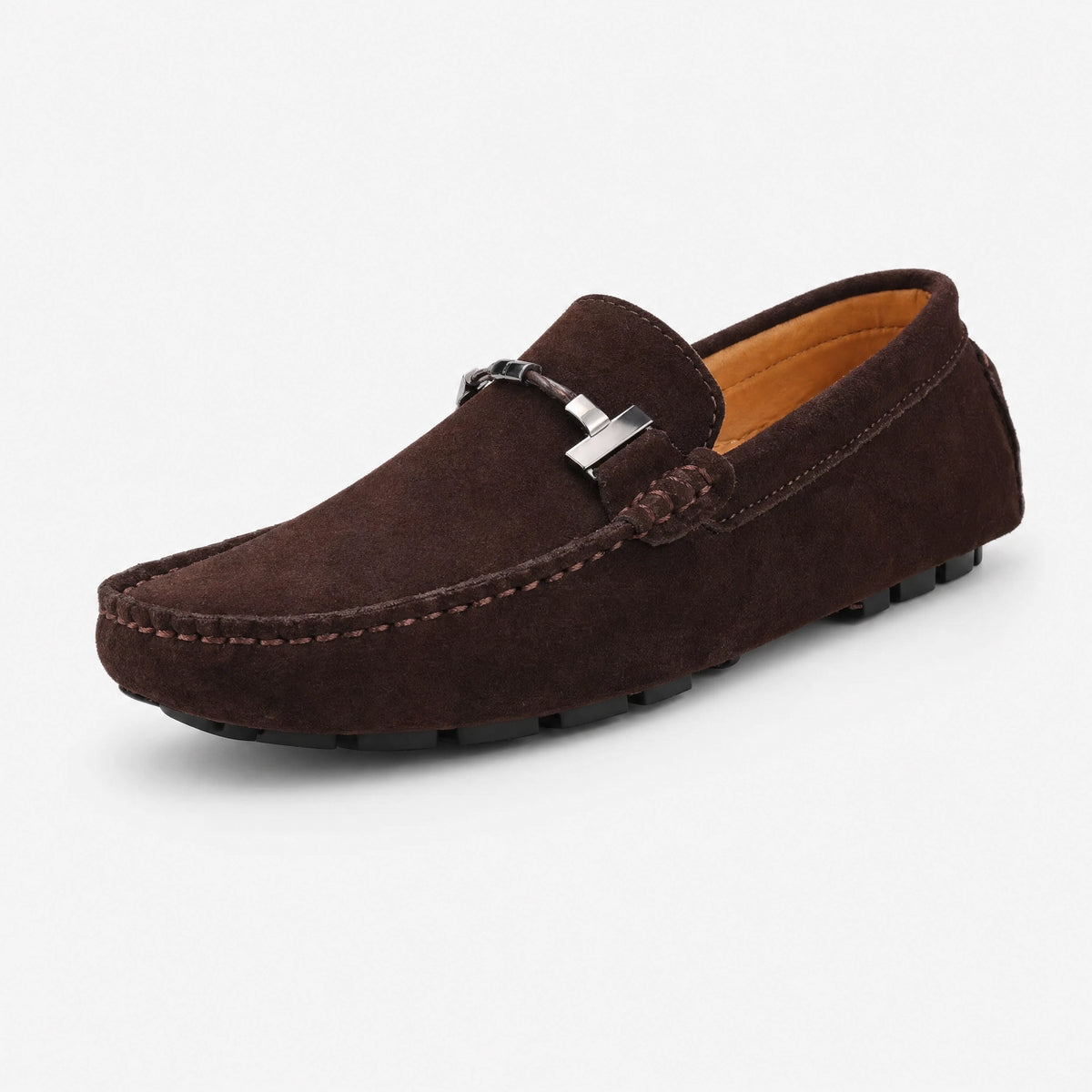 Dark Brown Chain Trim Loafers