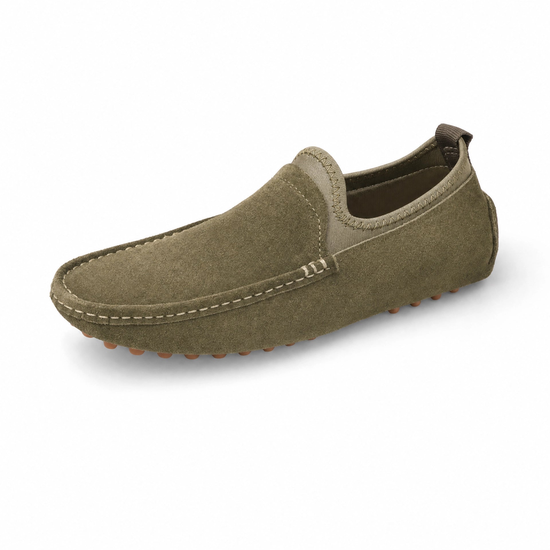 Khaki Suede Driving Loafers